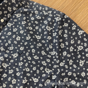 Male 100% cotton button-up print shirt